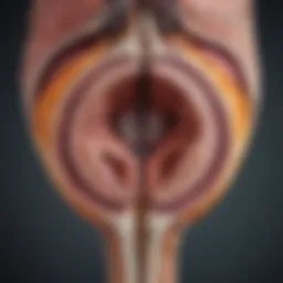 Cross-sectional view of a CT scan highlighting prostate anatomy