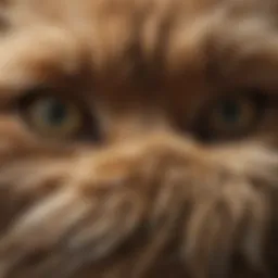 Close-up of a feline's distinct fur patterns