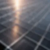 Close-up view of solar cells interconnected