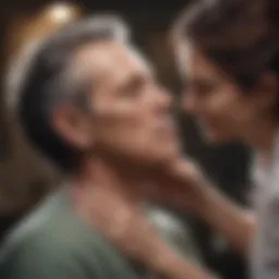 A caregiver assisting an individual with grooming