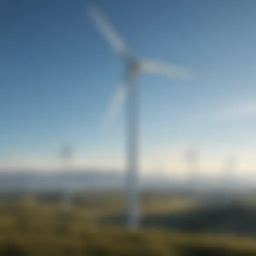 A wind turbine against a backdrop of a clear blue sky