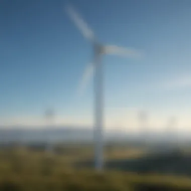 Wind Turbine Under Clear Blue Sky A wind turbine against a backdrop of a clear blue sky