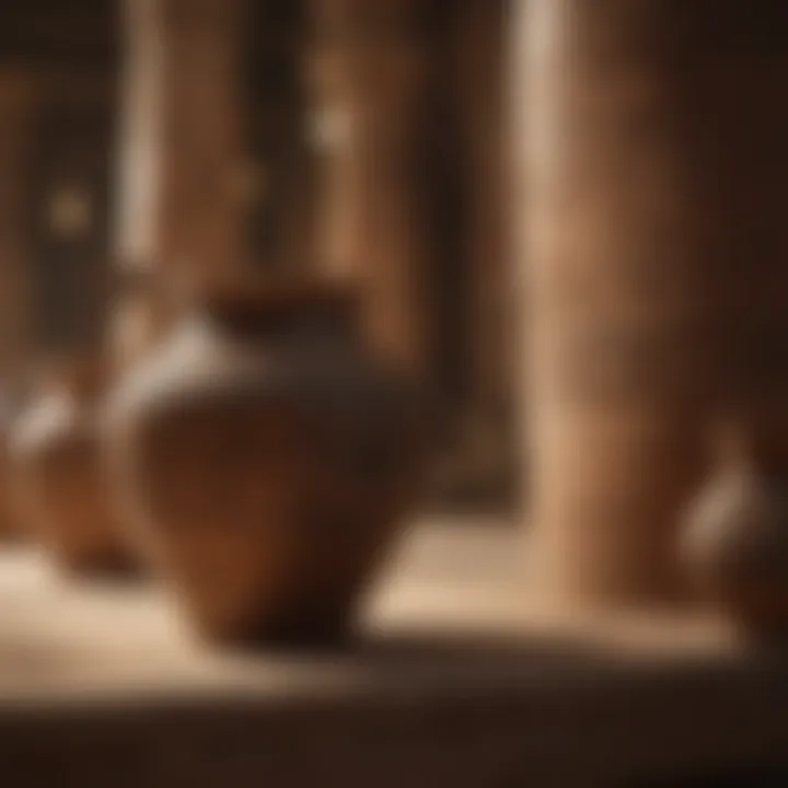 An array of ancient Egyptian pottery used for various daily life activities.