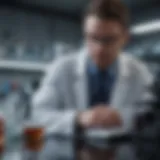 A researcher analyzing data in a laboratory setting