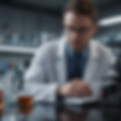 A researcher analyzing data in a laboratory setting