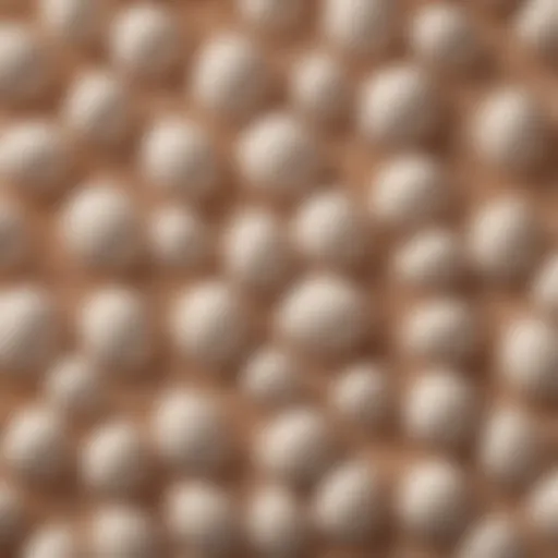 Close-up view of eggshell calcium granules showing their texture.