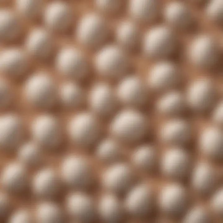 Close-up view of eggshell calcium granules showing their texture.