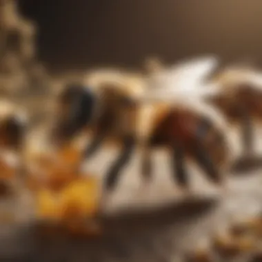 An illustration of various honey bee diseases and pests affecting colonies, highlighting the challenges faced.