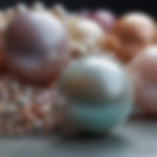 A close-up view of a variety of pearls showcasing their unique colors