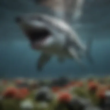 The Ecological Impact of Great White Sharks A representation of the ecological role of great white sharks within a marine ecosystem.