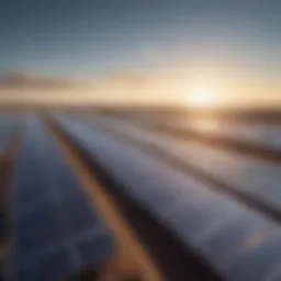 A futuristic solar farm showcasing advanced photovoltaic technology under a clear sky.