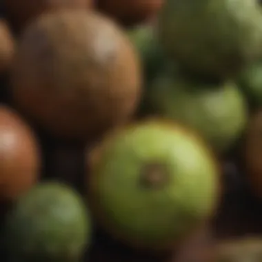 The Unique Texture and Color of Graviola Fruit Graviola fruit showcasing its unique texture and color
