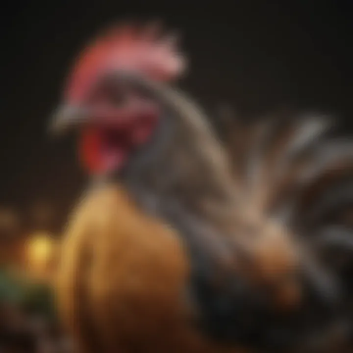 Close-up of a guinea chicken showcasing its unique plumage