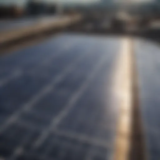 Aerial view of solar panels on a rooftop