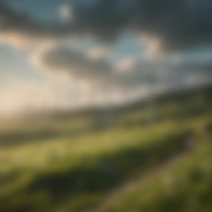 Wind turbines on a green landscape