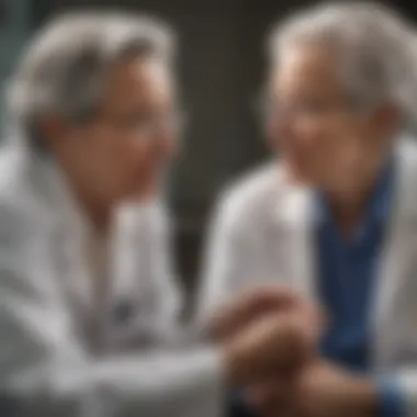 An elderly individual discussing health concerns with a healthcare professional