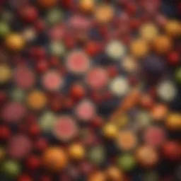 Colorful array of fruits and vegetables linked to health benefits.