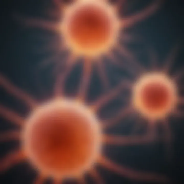Illustration of light wavelengths interacting with cancer cells
