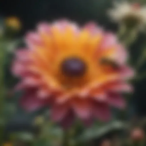 A close-up of vibrant flowers attracting bees