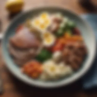 Balanced Meal for Improved GI Health Healthy meal plate illustrating a balanced diet for GI health