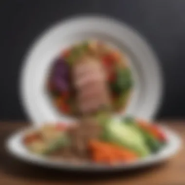 Balanced Low Protein Meal A detailed plate showcasing a balanced low protein meal with vibrant vegetables and grains.