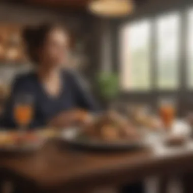 Mindful Eating on a Low Protein Renal Diet A serene dining setting that reflects the mindful eating approach of individuals on a low protein renal diet.