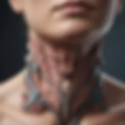Illustration of thyroid anatomy highlighting the papillary thyroid cancer location