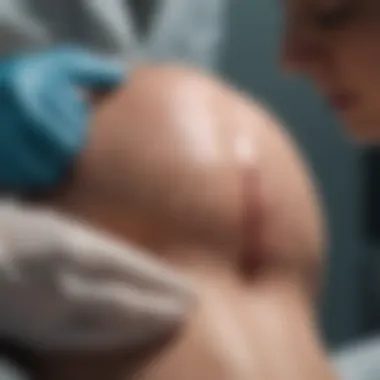 Close-up of a medical professional examining a patient