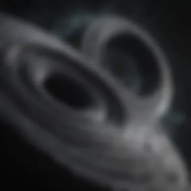 Spiraling Black Holes Artistic illustration of two black holes spiraling toward each other
