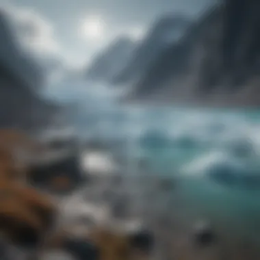 Glacial Retreat and Rising Sea Levels Melting glaciers in a mountainous region illustrating climate effects