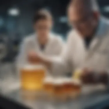 Scientific Exploration of Yeast Cultures Research lab scene with scientists examining yeast cultures