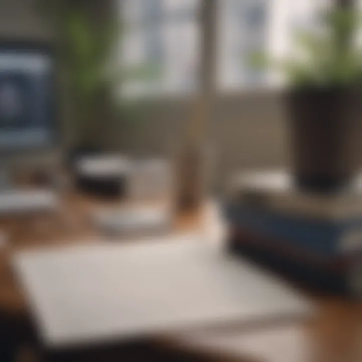 A beautifully organized office journal on a minimalist desk