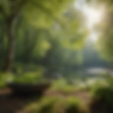 A tranquil nature scene representing the calming effects of herbal remedies like ginkgo biloba on mental health.