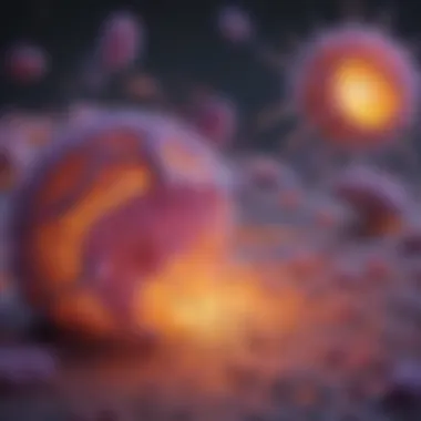Microbiome and Cancer Cell Interaction Illustration depicting the interaction between the microbiome and pancreatic cancer cells