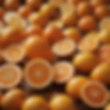Citrus Fruits Rich in Vitamin C A vibrant citrus fruit display showcasing oranges and lemons rich in vitamin C.