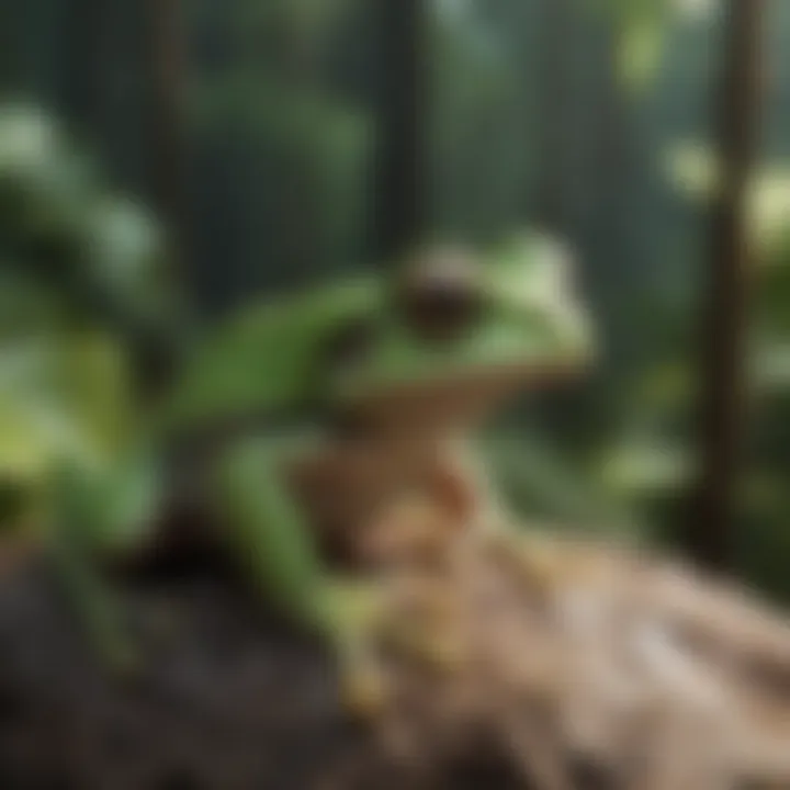 A treefrog in its natural habitat, showcasing environmental influences