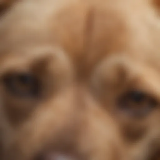 A close-up view of a dog's skin showing signs of an allergic reaction